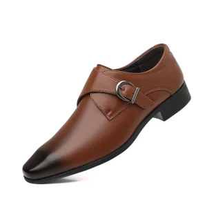 Men’s Artificial PU EVA Rubber Black Formal Business Pointed Toe Lightweight Leather Dress Shoes