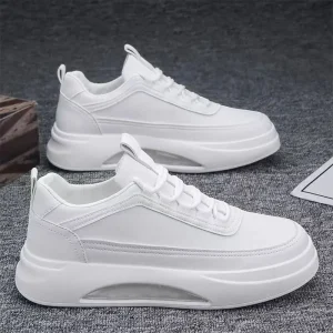 Men’s Autumn Thick Sole Air Cushion Height Increasing Casual Sports Shoes White Trendy