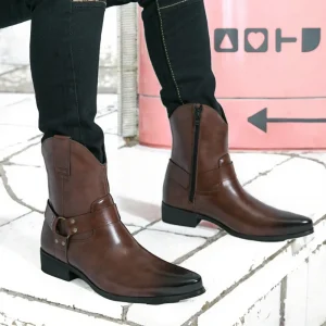 Men’s Autumn Winter Plus Size Ankle Chelsea Boots Zipper Casual PU Upper Rubber Outsole Lightweight Work Boot