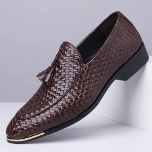 Men’s Autumn Woven Pattern Office Professional Fashion Dress Shoes