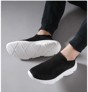 Men’s Big Size Slip-On Ultralight Elastic Walking Shoes Black Casual Sock Sneakers Breathable Running Shoes