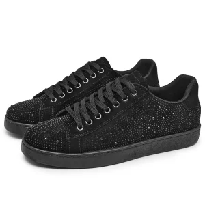 Men’s Black Flat Sneakers Comfortable Breathable Casual Shoes for Spring Summer Autumn Winter for Walking & Running