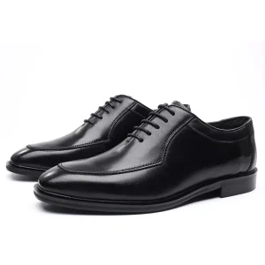 Men’s Black High Neck Formal Leather Dress Shoes Size 38 48 Embroidered Logo Lightweight Office and Career