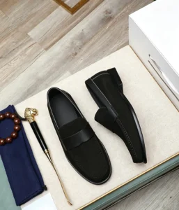 Men’s Black Loafers Black Bottom Slip-on Dress Shoes for Wedding Party Prom Formal Occasions Breathable