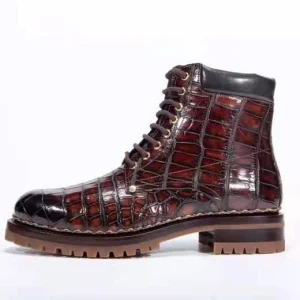Men’s Boots Big Size Alligator Leather Ankle Boots Custom Crocodile Leather Male Shoes