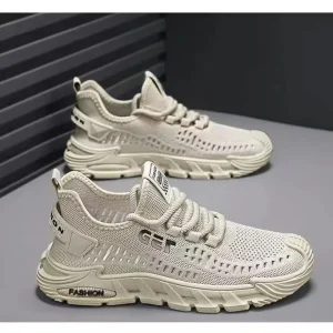 Men’s Breathable Anti Slip Sport Shoes Fly Knit Upper PVC Midsole Lace Up Closure Spring Fashion Trend