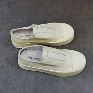 Men’s Breathable Comfortable Thicksole Soft Board Shoes Genuine Leather Slip-On Design Closed Chunky