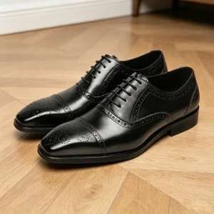 Men’s Breathable Cow Genuine Leather Oxford Shoes Formal Business Office Dress Shoes
