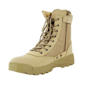 Men’s Breathable Cowhide Design Tactical Boots Non-Slip Black Rubber PU Jungle Mesh for Spring Summer Autumn Winter