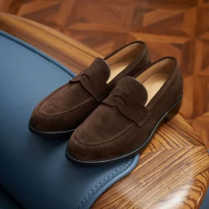 Men’s Breathable Leather Driving Loafers Height Increasing Slip On Shoes with Slip Resistant Feature