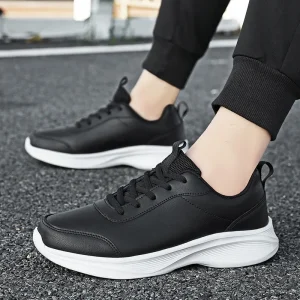 Men’s Breathable Light Weight Sneakers Black Brown Size 39-45 Lace-Up Soft Comfortable Anti-Slip Height Increasing Spring Summer