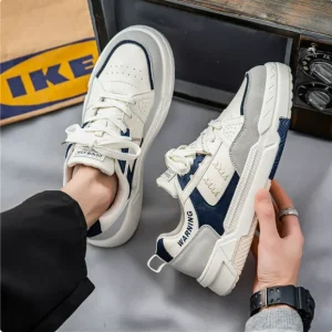 Men’s Breathable Mesh Lining Durable Thick Soled White Korean Style Sneakers Casual German Training Sports Shoes