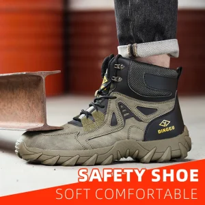 Men’s Breathable Safety Shoes Steel Toe Microfiber Upper Rubber Sole Comfortable Durable Work Footwear