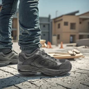 Men’s Breathable Steel Toe Safety Shoes Protective Lace-Up Work Boots with Durable Insole Lightweight and Anti-Slip