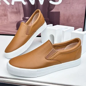 Men’s Breathable Synthetic Slip-On Shoes Casual Sneakers Elastic Band Closure All Black Flat Workroom Shoes