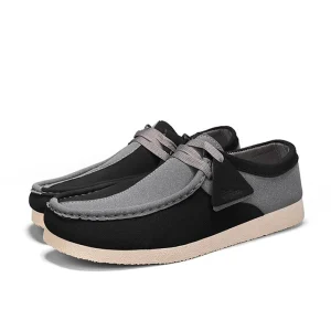 Men’s British Retro Style Casual Lightweight Non-Slip Work Board Shoes Soft Soled Thick Soled Mesh Trend Shoes