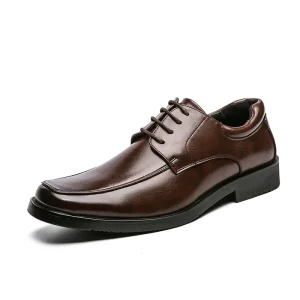 Men’s Brogue Dress Shoes Classic Design PU Leather Oxford Lace Up Big Size for Spring Summer Featuring Square