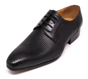 Men’s Business Casual Black Genuine Leather Oxford Pointed Toe Winter Shoes Lace Up Closure Comfortable Anti Slip Height