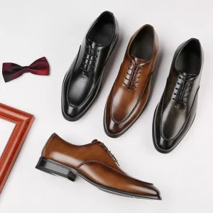 Men’s Business Dress Shoes Retro British Gentleman Oxford Derby Shoe Party Wedding Leather Shoes