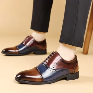 Men’s Business Formal Artificial Leather Lace Up Shoes Big Size Lightweight Trendy Single Low Top Oxford Office Wedding Groom