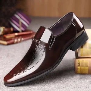 Men’s Business Formal Artificial Leather Lace Up Shoes Big Size Lightweight Trendy Single Low Top Oxford Wedding Groom Office