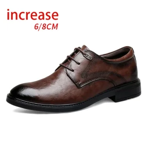 Men’s Business Formal Genuine Leather Lace-up Toe Shoes Breathable Non-slip Wear-resistant Soft-soled Office Career