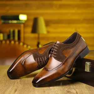Men’s Business Formal Leather Shoes Big Size Boots Single Low Top Oxford Wedding Groom Dress Shoes Casual