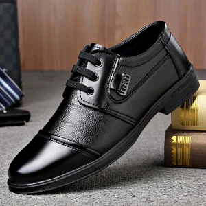 Men’s Business Formal Leather Shoes Big Size Lightweight Trendy Single Low Top Oxford Wedding Groom Shoes Dress Shoes Casual