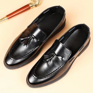 Men’s Business Formal Leather Shoes Big Size Lightweight Trendy Single Low-Top Oxford Wedding Groom Shoes Dress Shoes Casual