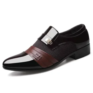 Men’s Business Formal Leather Shoes Big Size Lightweight Trendy Single Low-Top Oxford Wedding Groom Shoes Dress Shoes Casual