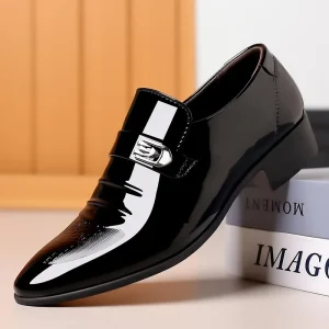 Men’s Business Formal Leather Shoes Lightweight Trendy Single Low-Top Oxford Wedding Groom Dress Shoes Casual