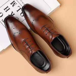 Men’s Business Formal Leather Shoes Lightweight Trendy Single Low-Top Oxford Wedding Groom Shoes Dress Shoes Casual Dress Shoes