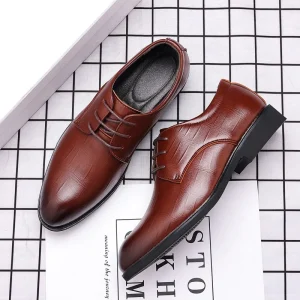 Men’s Business Formal Leather Shoes Lightweight Trendy Single Low Top Oxford Wedding Groom Shoes Dress Shoes Casual Dress Shoes