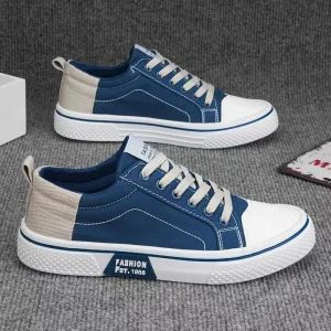 Men’s Canvas Shoes Winter Autumn Breathable Comfortable Lightweight Casual Retro Walking Lace Up Closure Trendy Cotton Lining
