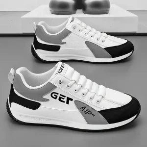 Men’s Casual All-Match White Sneakers Lightweight Running Shoes Trendy Sports Style Mesh TPU