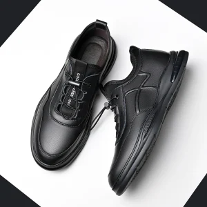 Men’s Casual Cowhide Leather High Top Oxfords Soft Comfortable Business Office Style Dress Shoes Formal Shoes