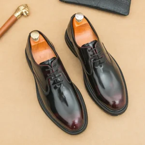 Men’s Casual Dress Shoes Black Red Sizes 38 46 Lace Up Breathable Anti Slip Lightweight Rubber Insole for Summer Autumn Winter