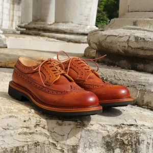 Men’s Casual Dress Shoes Full Grain Oil Genuine Cowhide Leather Brogues Breathable Lace-up Platform Wedding Shoes