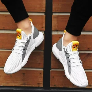 Men’s Casual Fashion Sport Sneakers Lace-up Non Slip Tennis Trail Running Shoes Breathable Mesh Lightweight Walking Shoes