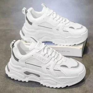 Men’s Casual Footwear White Breathable Mesh Outdoor Heighten Sports Running Clunky Sneakers