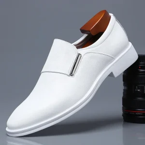Men’s Casual Formal Leather Shoes British Style White Oxford Outsole Youth Fashion Pointed Design