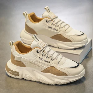 Men’s Casual High-Top Sport Sneakers Microfiber Leather Upper Large Dad PU Rubber Sole Waterproof Breathable Mesh for Summer