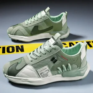 Men’s Casual Lace Up Closed Running Shoes Breathable Mesh Design Solid Color Polyurethane Insole Universal Walking Style