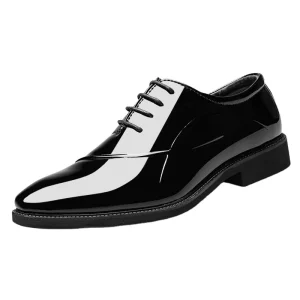 Men’s Casual Lace Up Shoes Mirror PU Upper Lighted Anti Slip Winter Wedding Autumn Office Career