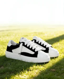 Men’s Casual Leather Mesh Sneakers Lace-Up Closure Anti-Slip Soft Lightweight Comfortable Fashion Shoes