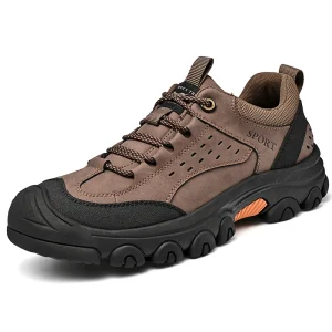 Men’s Casual Leather Shoes Lightweight Skin-Friendly Hiking Shoes Anti-Slip Wear-Resistant for Autumn Outdoor Sports