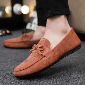 Men’s Casual Loafer Shoes Breathable Suede and Stretch Fabric Upper Hard-Wearing for Spring Summer Season