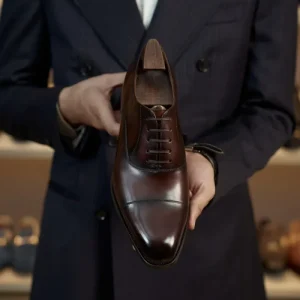 Men’s Casual Oxford Dress Shoes Genuine Leather Closed Toe Solid Pattern Lace Moccasins Anti Slip Fashionable Wedding Shoes