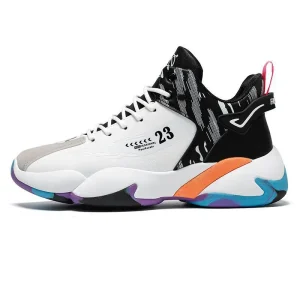 Men’s Casual PU Leather Sneakers with Thick Sole Summer Leisure Sport Shoes in Basketball Style Factory