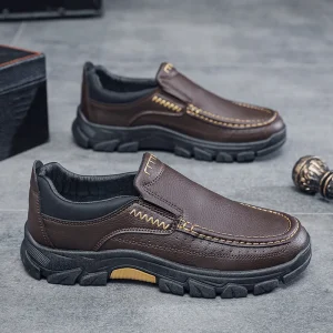 Men’s Casual Shoes British Middle Aged Dad Shoes Fashion Business PU Leather Shoes